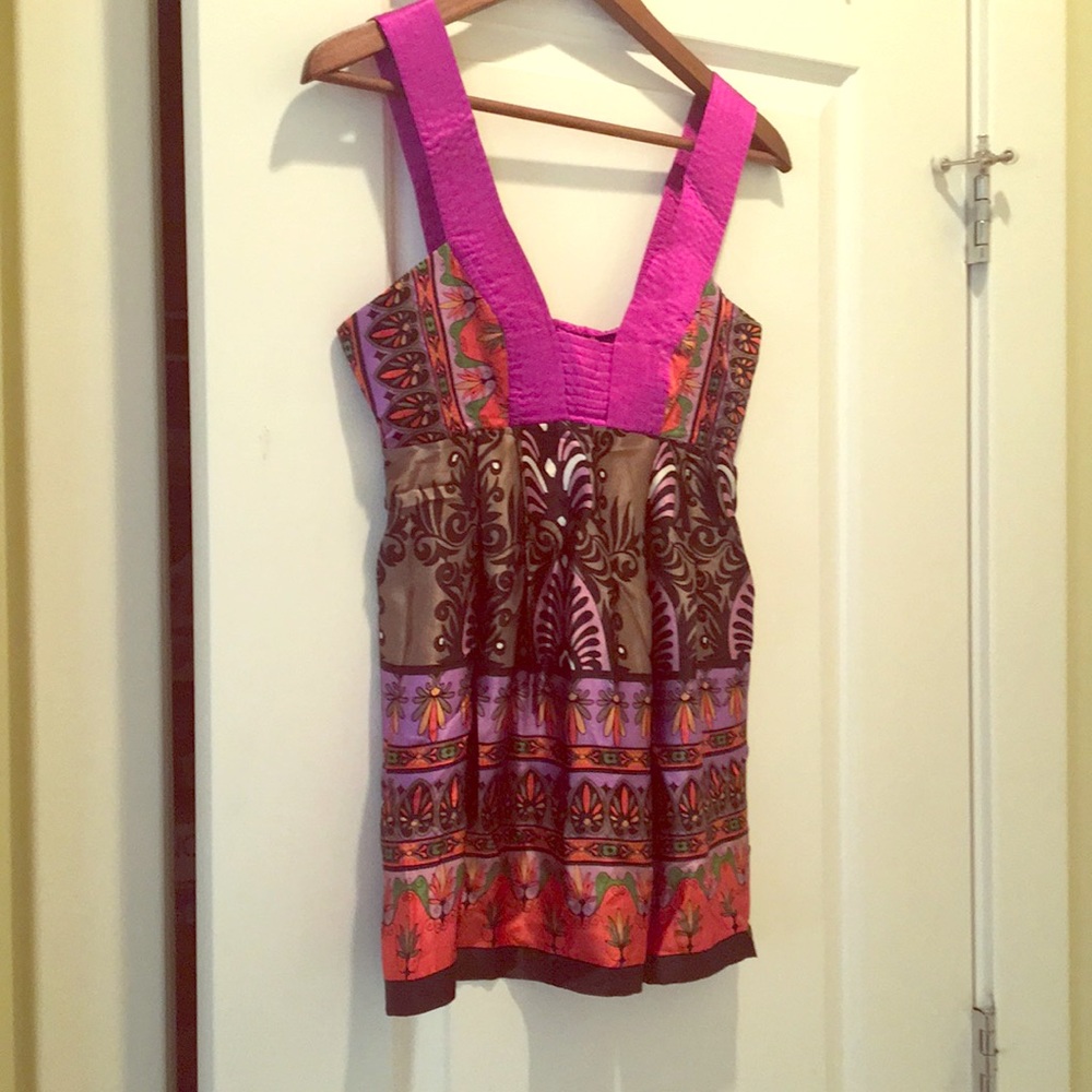 Multi color silk top by Single in size P